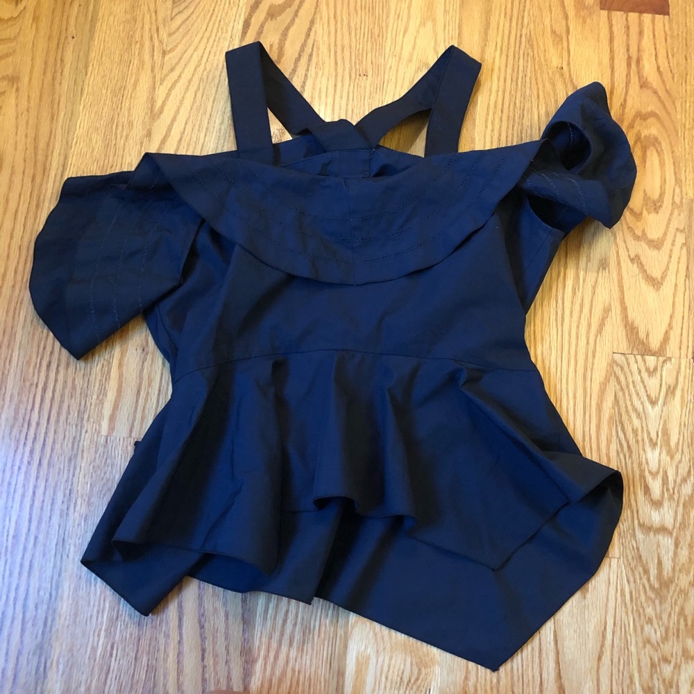 Derek Lam 10 Crosby Off-the-shoulder Halter Ruffled Top In Black Size 10 - Picture 7 of 10